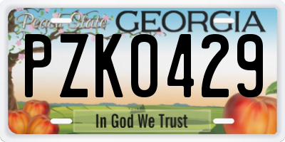 GA license plate PZK0429