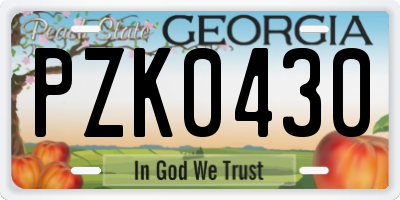 GA license plate PZK0430