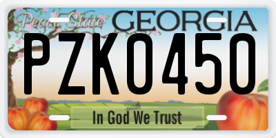 GA license plate PZK0450