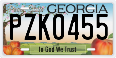 GA license plate PZK0455