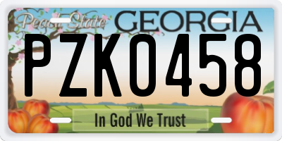GA license plate PZK0458