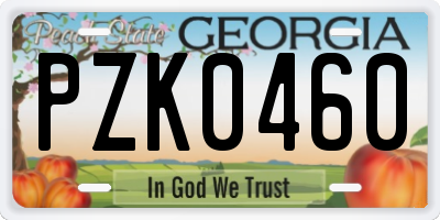 GA license plate PZK0460