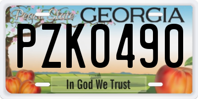 GA license plate PZK0490