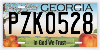GA license plate PZK0528