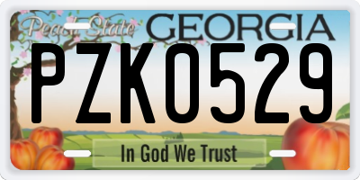 GA license plate PZK0529