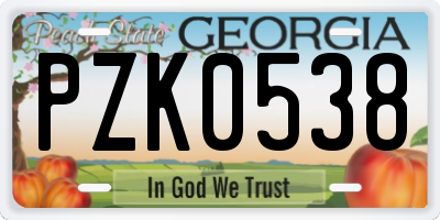 GA license plate PZK0538
