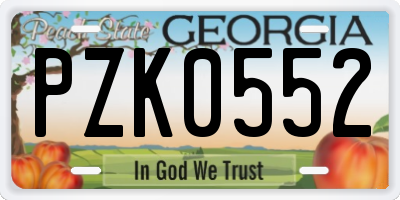 GA license plate PZK0552