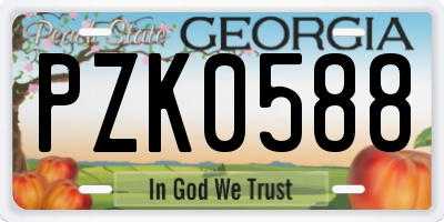 GA license plate PZK0588