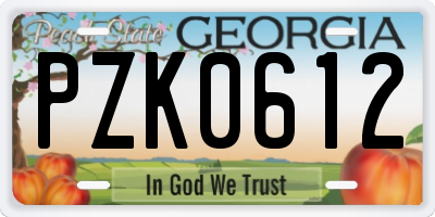 GA license plate PZK0612