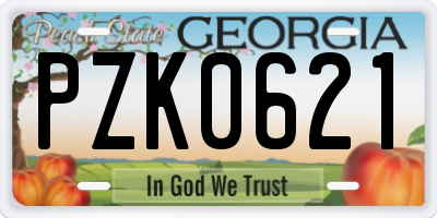 GA license plate PZK0621