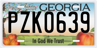 GA license plate PZK0639