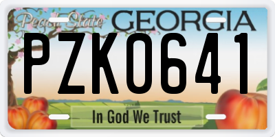 GA license plate PZK0641