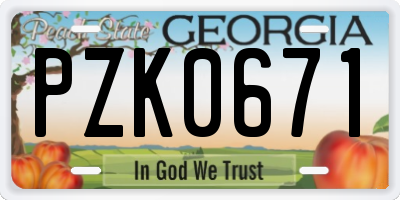 GA license plate PZK0671