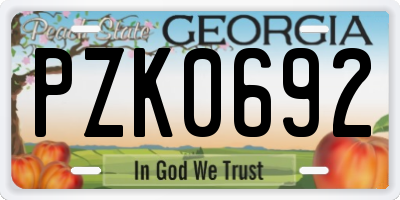 GA license plate PZK0692