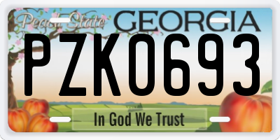 GA license plate PZK0693