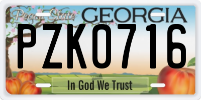 GA license plate PZK0716