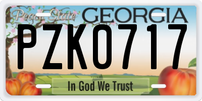 GA license plate PZK0717