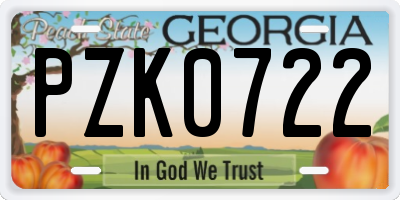 GA license plate PZK0722