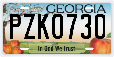 GA license plate PZK0730