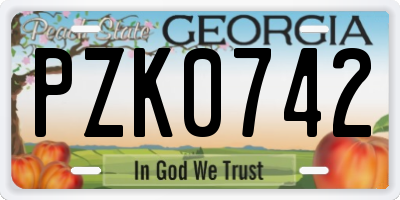 GA license plate PZK0742