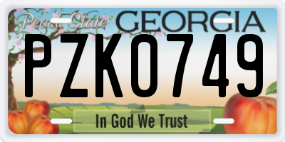 GA license plate PZK0749
