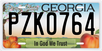 GA license plate PZK0764