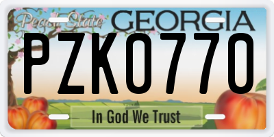GA license plate PZK0770