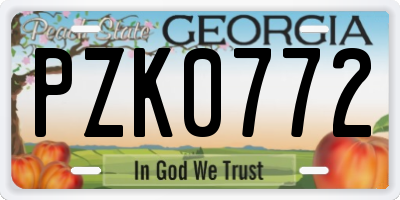 GA license plate PZK0772