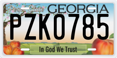 GA license plate PZK0785