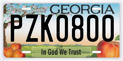 GA license plate PZK0800