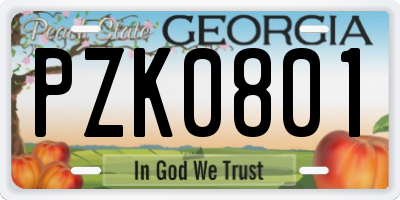 GA license plate PZK0801
