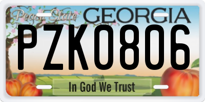 GA license plate PZK0806
