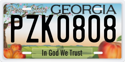 GA license plate PZK0808