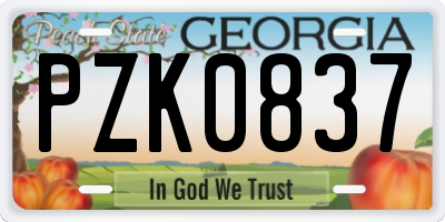 GA license plate PZK0837