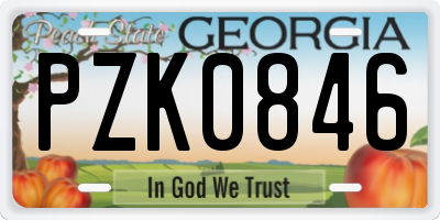 GA license plate PZK0846