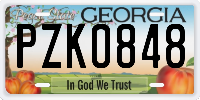 GA license plate PZK0848