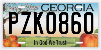 GA license plate PZK0860