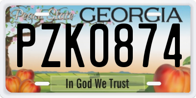 GA license plate PZK0874