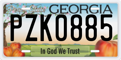 GA license plate PZK0885