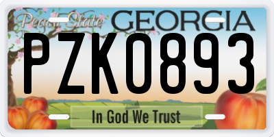 GA license plate PZK0893