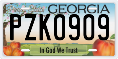 GA license plate PZK0909