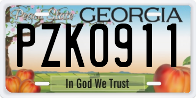 GA license plate PZK0911