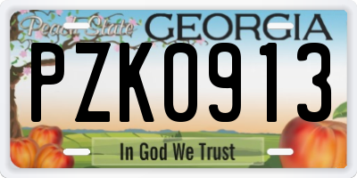 GA license plate PZK0913