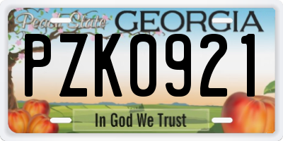 GA license plate PZK0921