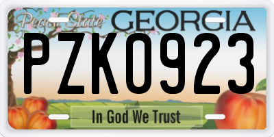 GA license plate PZK0923