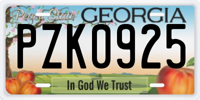 GA license plate PZK0925