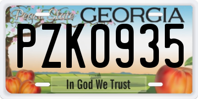 GA license plate PZK0935