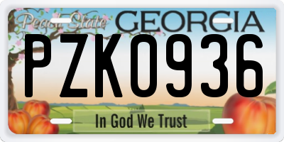 GA license plate PZK0936