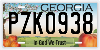 GA license plate PZK0938