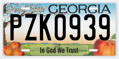 GA license plate PZK0939